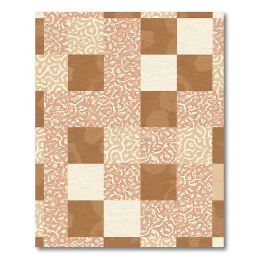 Terracotta Peach Square Patchwork Rug