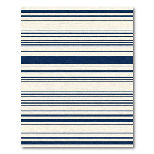 Navy Cream Horizontal Stripe Rug