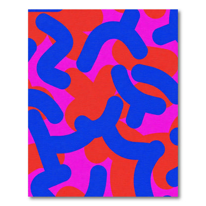 Vibrant Abstract Swirl Blue Red Rug