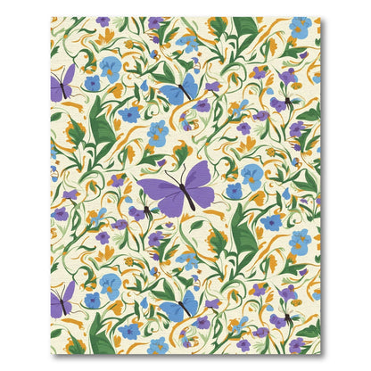 Vibrant Purple Butterfly Garden Floral Rug