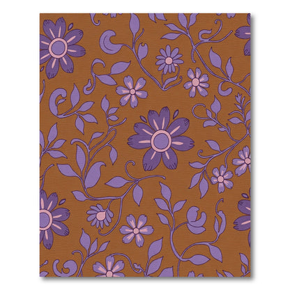 Brown and Lavender Floral Swirl Rug