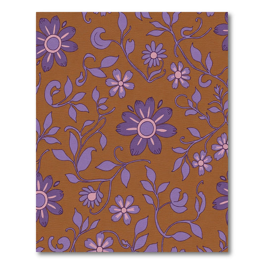 Brown and Lavender Floral Swirl Rug