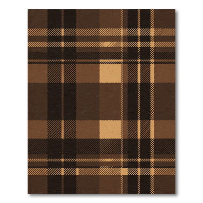Classic Brown Tartan Plaid Check Rug