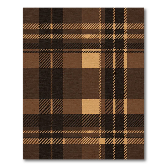Classic Brown Tartan Plaid Check Rug
