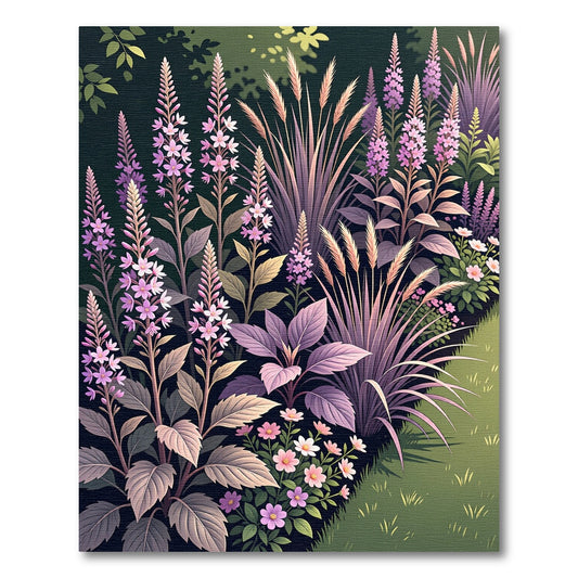 Purple Spiked Flowers Grass Garden Rug
