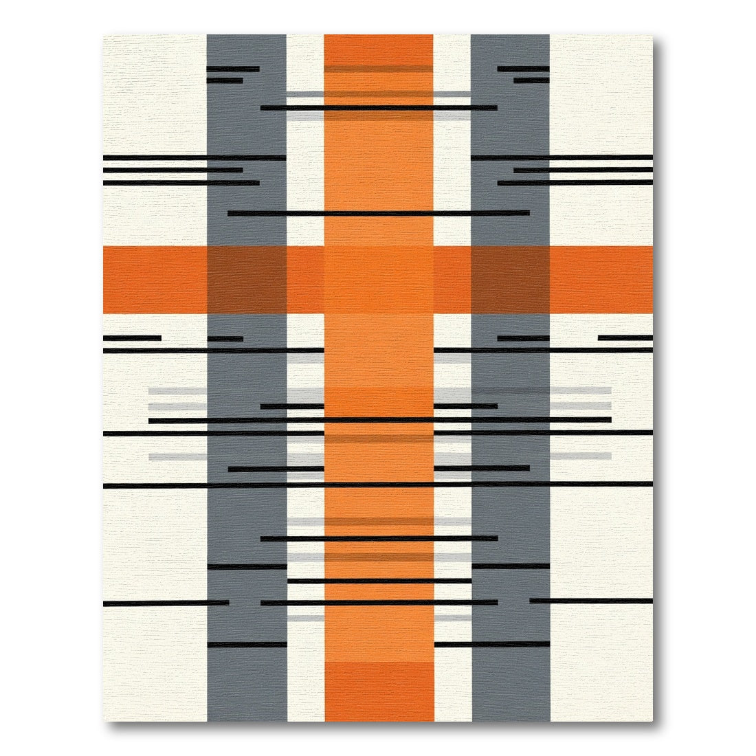 Modern Orange Gray Stripe Abstract Rug