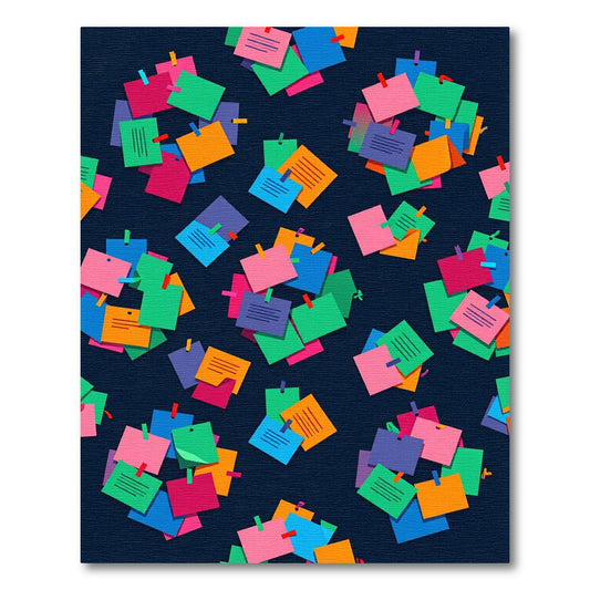 Whimsical Multicolor Sticky Notes Navy Rug