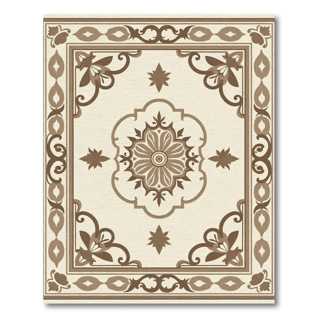 Delicate Floral Medallion Border Rug