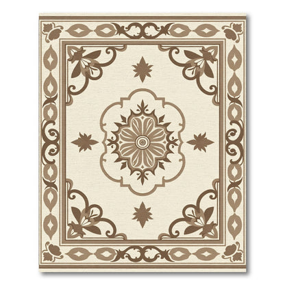 Delicate Floral Medallion Border Rug