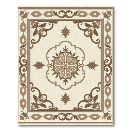 Delicate Floral Medallion Border Rug