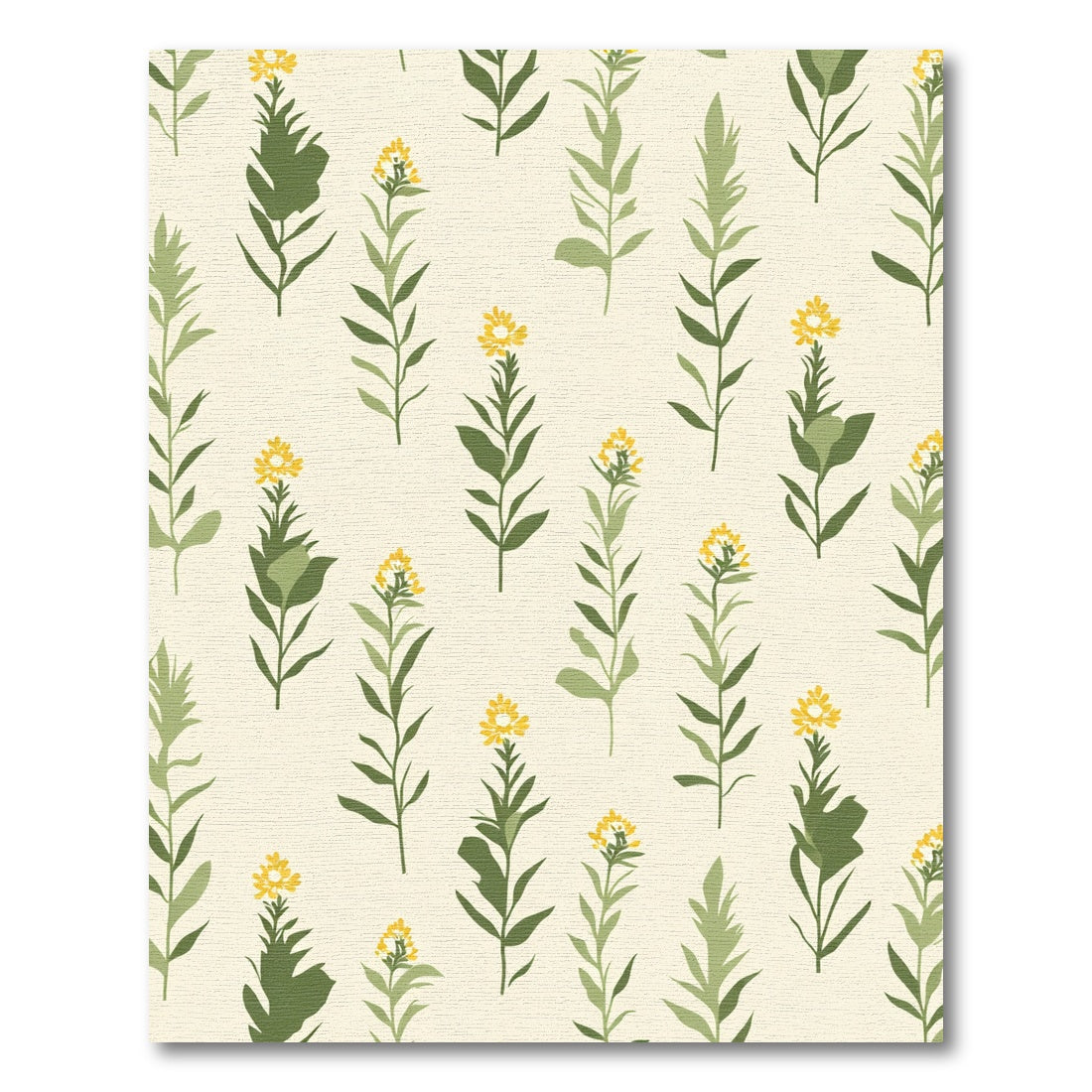 Simple Yellow Flower Sprig Pattern Rug