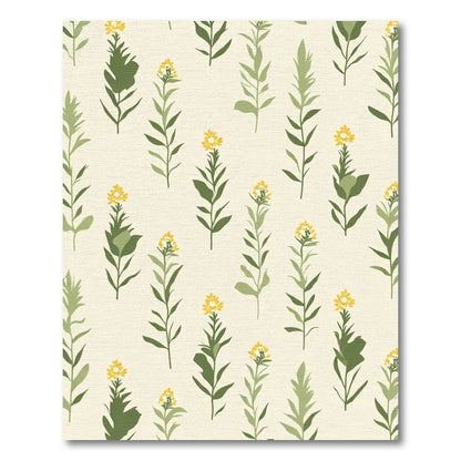 Simple Yellow Flower Sprig Pattern Rug