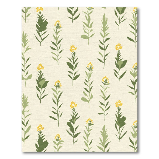 Simple Yellow Flower Sprig Pattern Rug