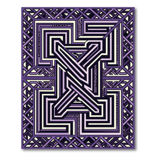 Geometric Lavender Interlocking Maze Rug