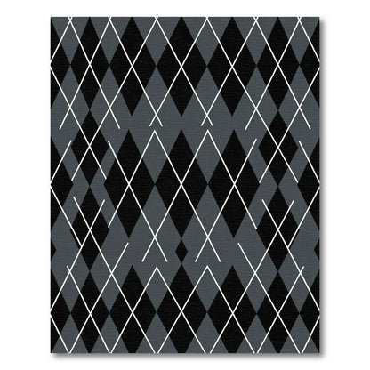 Classic Grey Black Diamond Lines Rug