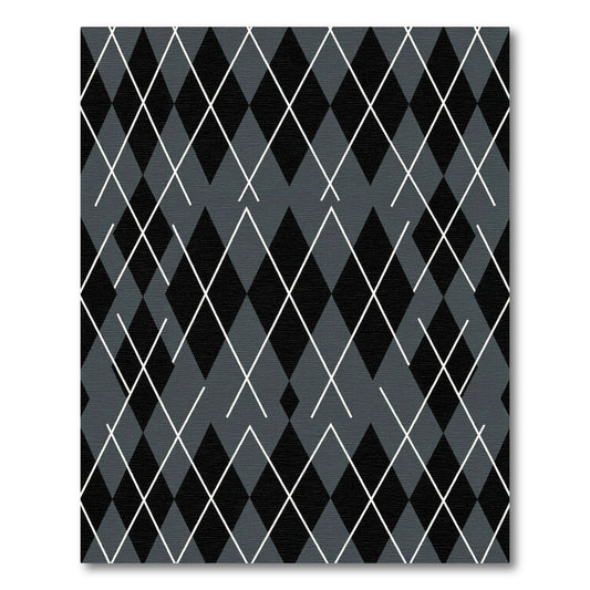 Classic Grey Black Diamond Lines Rug