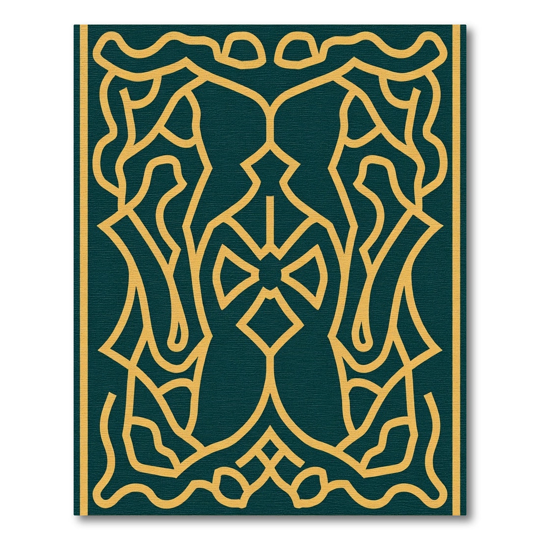Deep Teal Yellow Abstract Symmetry Rug
