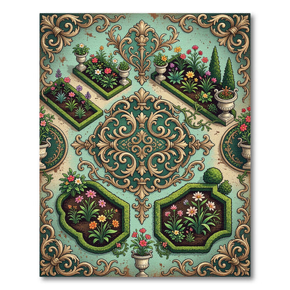 Elegant Sage Botanical Filigree Garden Rug