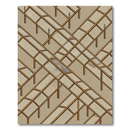 Abstract Wood Structure Geometric Overlay Rug