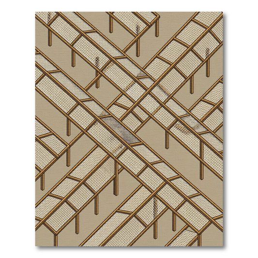 Abstract Wood Structure Geometric Overlay Rug