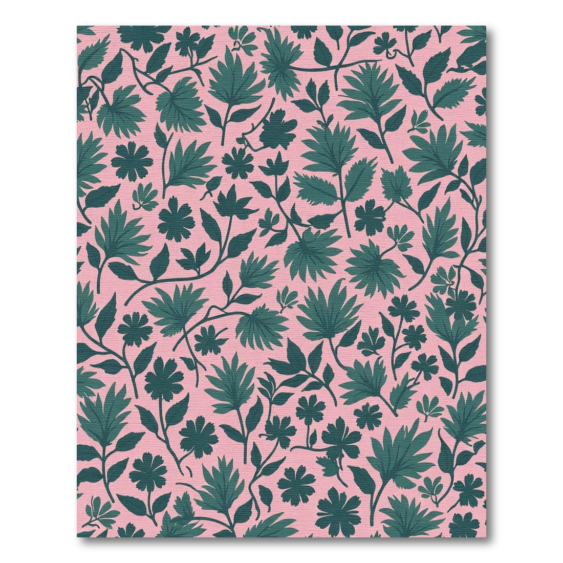 Pink Teal Leafy Floral Arrangement Rug