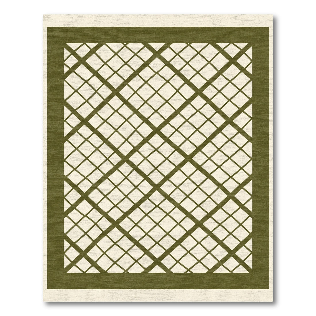 Olive Lattice Grid Graphic Rug