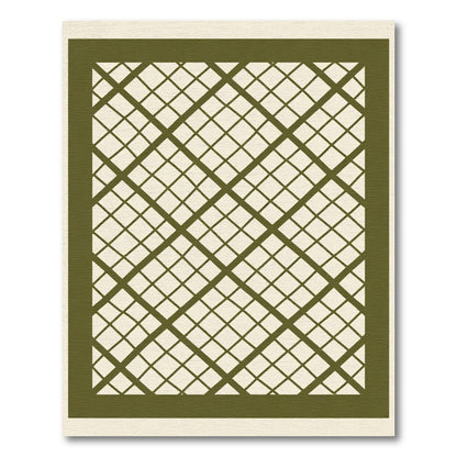Olive Lattice Grid Graphic Rug