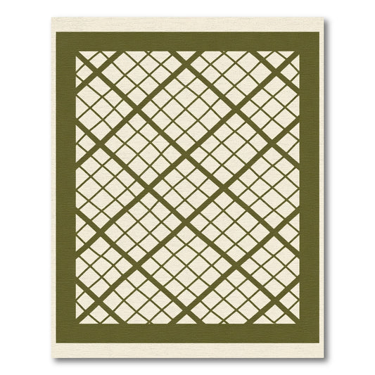 Olive Lattice Grid Graphic Rug
