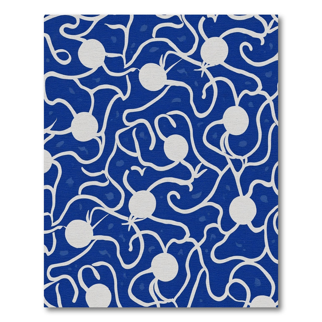 Abstract Blue White Botanical Flow Rug