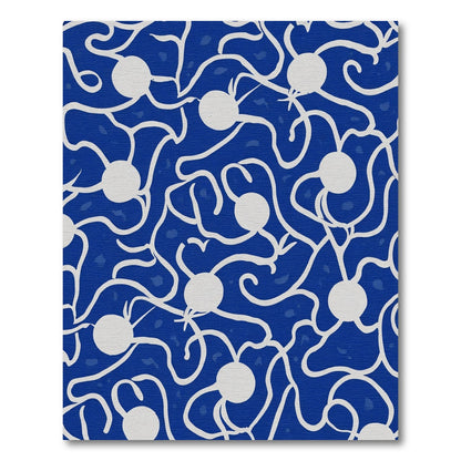 Abstract Blue White Botanical Flow Rug