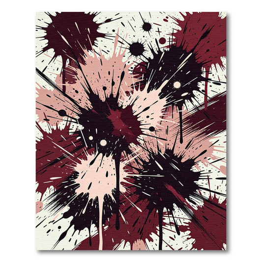Crimson Burgundy Splatter Explosions Rug