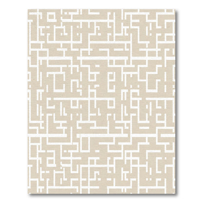 Geometric Beige Maze Lines Rug