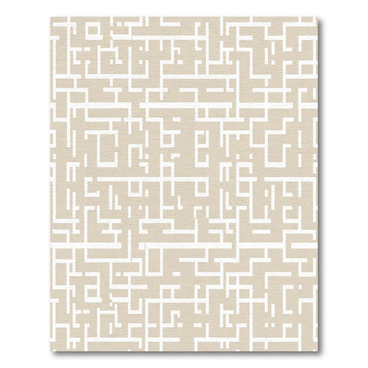 Geometric Beige Maze Lines Rug