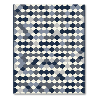 Navy Blue Gray Hexagon Tessellation Rug