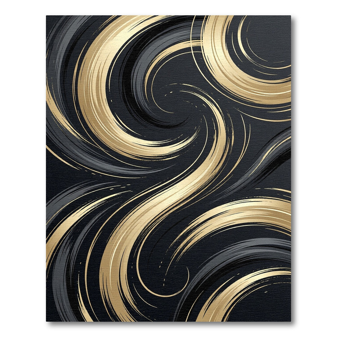Black Gold Swirl Abstract Art Rug