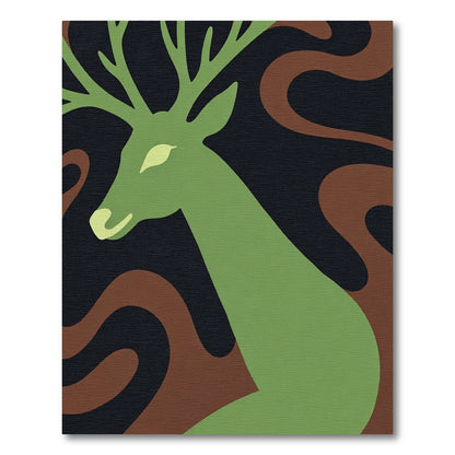 Green Stag Swirls Dark Rug