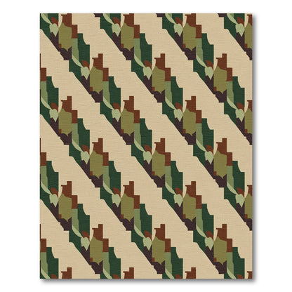 Abstract Geometric Camouflage Stripe Rug