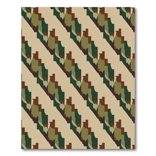 Abstract Geometric Camouflage Stripe Rug