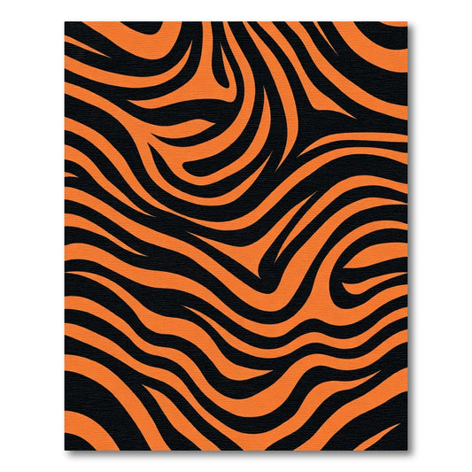 Bold Orange Black Wavy Stripes Rug