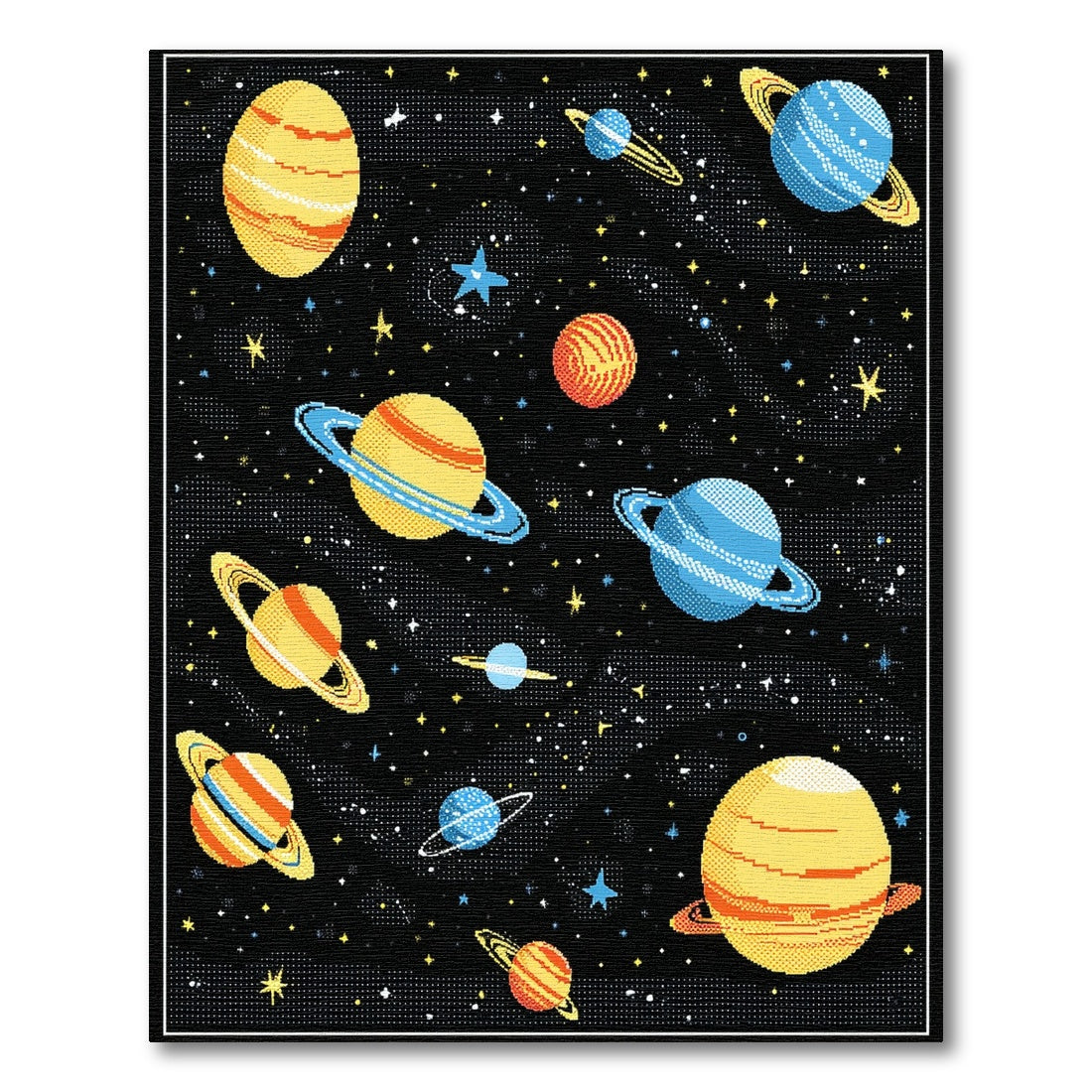 Retro Cosmic Planets Stars Rug