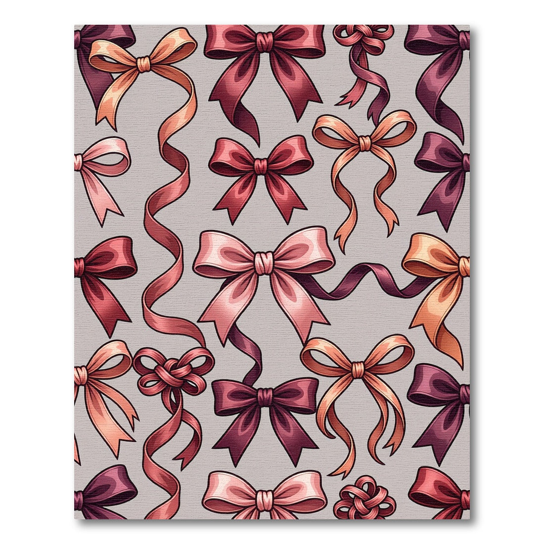 Elegant Rose Ribbon Bow Wallcovering Rug