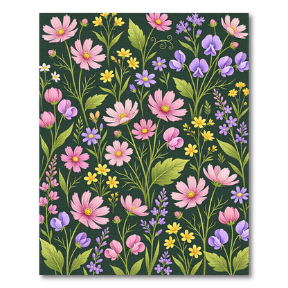 Pink Purple Yellow Floral Meadow Garden Rug