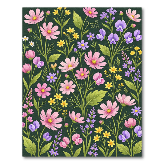 Pink Purple Yellow Floral Meadow Garden Rug
