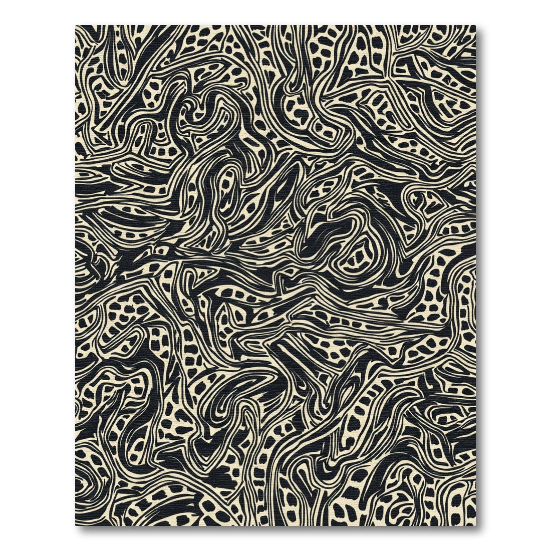 Black Cream Fluid Swirls Rug