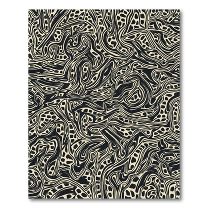 Black Cream Fluid Swirls Rug