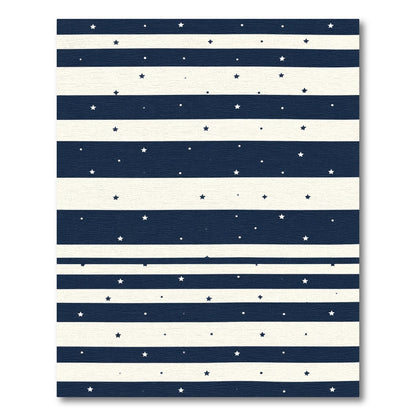 Navy Cream Starry Horizontal Stripe Rug