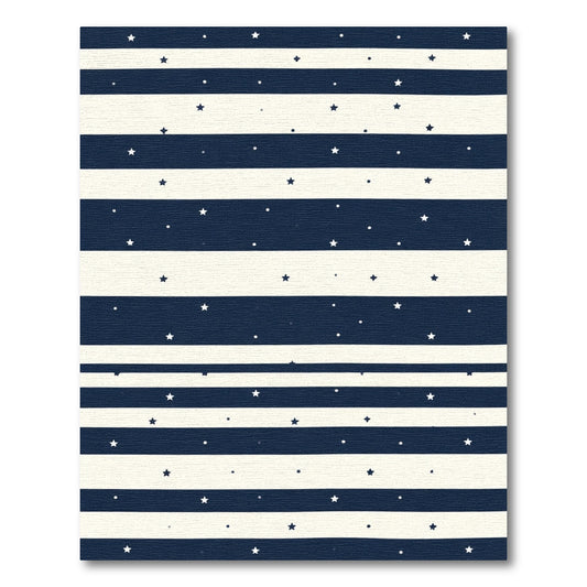 Navy Cream Starry Horizontal Stripe Rug