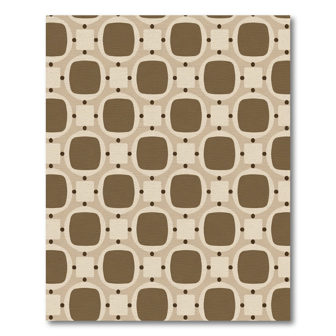 Brown Geometric Rounded Squares Circles Rug