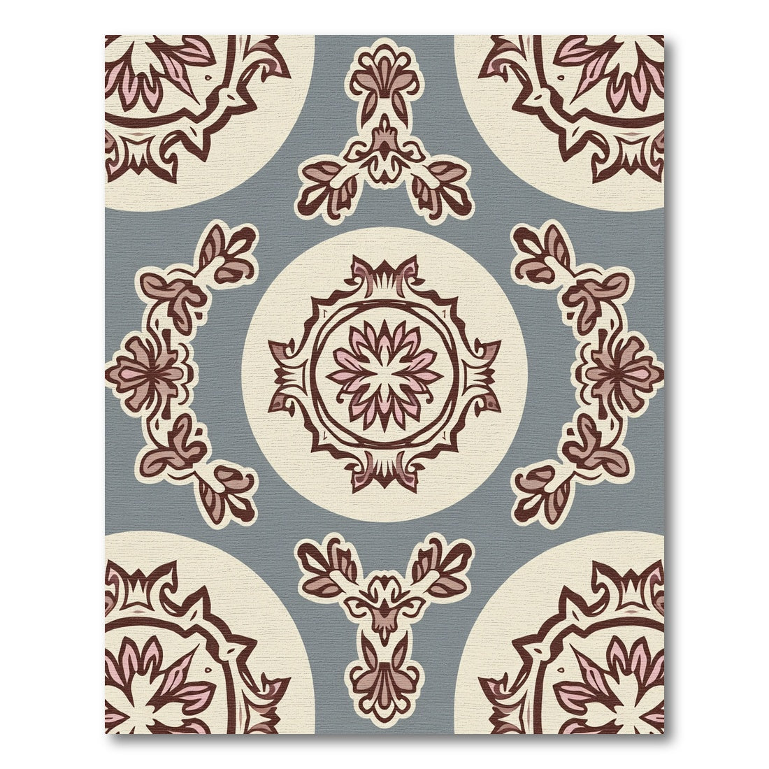 Vintage Cream Floral Medallion Rug