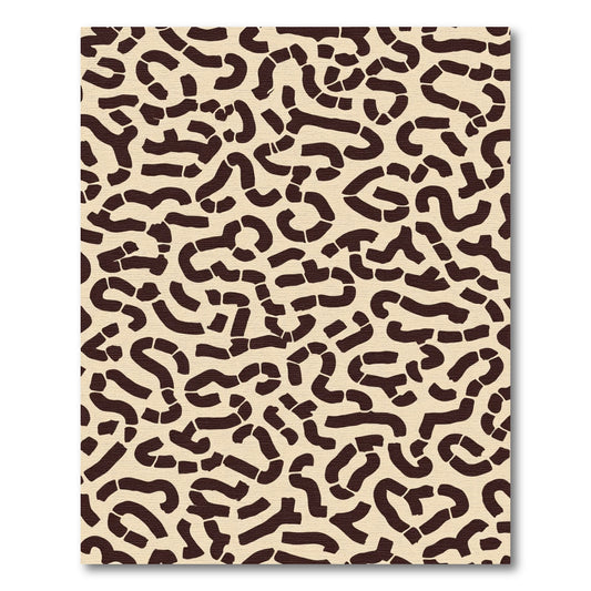 Cream Brown Curvy Maze Abstract Rug